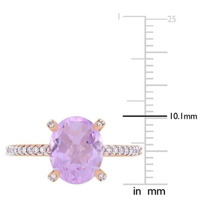 Pre-owned Amour 2 3/8 Ct Tgw Rose De France And 1/10 Ct Tw Diamond Ring In 10k Rose Gold In Check Description