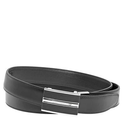 Pre-owned Montblanc Classic Line Men's Smooth Leather Belt In Black