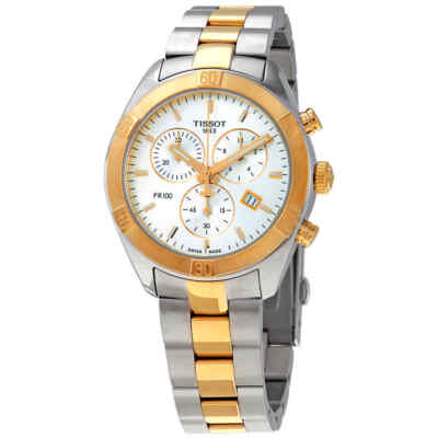 Pre-owned Tissot Pr 100 Chronograph Quartz Silver Dial Ladies Watch T101.917.22.031.00