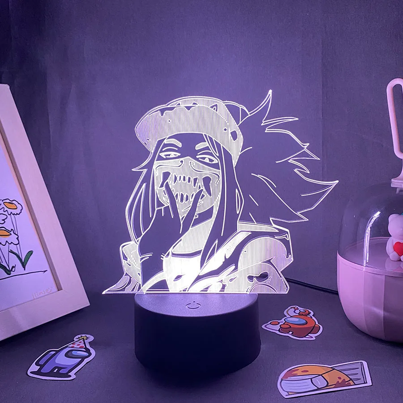 LOL League of Legends Game Figure Akali Rogue Assassin Lava Lamps 3D Led RGB Neo