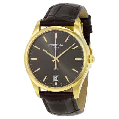 Мужские часы Certina DS-4 с серым кварцевым циферблатом и коричневой кожей C022.610.36.081.00
