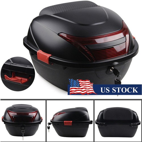 US Stock Black Motorcycle Rear Top Box Tail Luggage Storage Carrier Case w/Lock