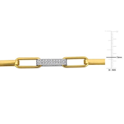 Pre-owned Amour 1/2 Ct Tgw Cubic Zirconia Paperclip Link Bracelet In 14k Two-tone Gold In Multi