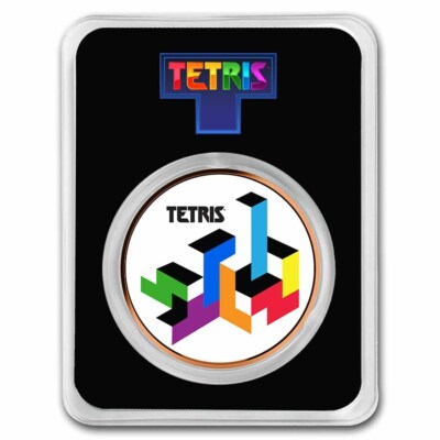 Tetris  Tetrimino Blocks 1 oz Copper Colorized Round in TEP