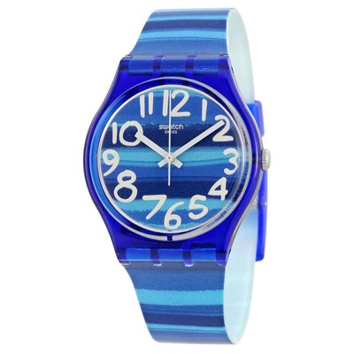 Часы унисекс Swatch Linajola с синим циферблатом и синим пластиком GN237