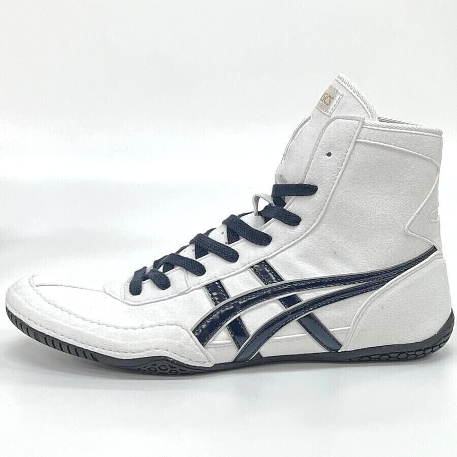 Pre-owned Asics Wrestling Shoes 1083a001 White/navy(silver) Ex-eo(twr900) Successor Aw:wt In White,navy(silver)