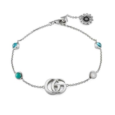 Pre-owned Gucci Marmont Double Silver Flower Bracelet