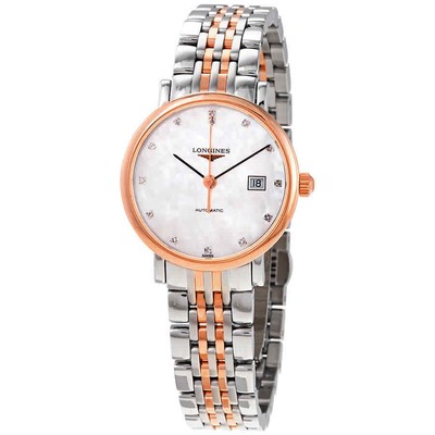 Pre-owned Longines Elegant Automatic Diamond White Mop Dial Ladies Watch L4.310.5.87.7