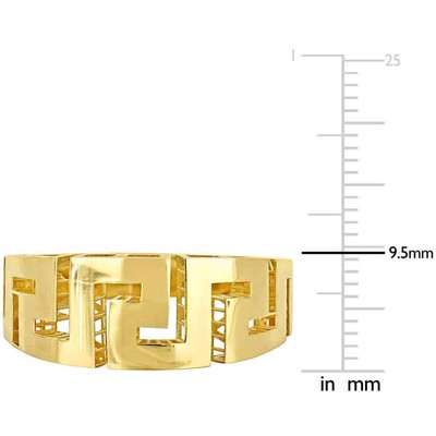 Pre-owned Amour Men's Greek Key Design Ring In 14k Yellow Gold