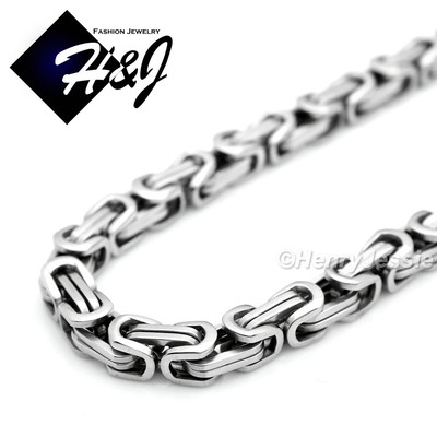 18-40"MEN's Stainless Steel 4mm/6mm/9mm Silver Byzantine Box Link Chain Necklace