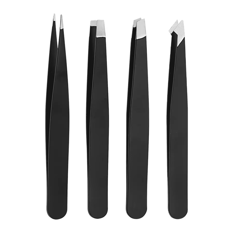4PCS Eyebrow Tweezer Colorful Hair Beauty Fine Hairs Puller Stainless Steel 