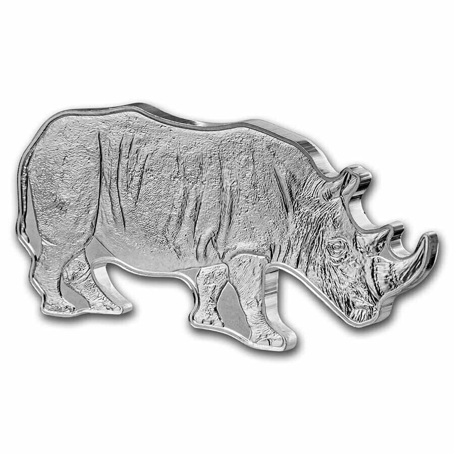 2022 Solomon Islands 1 oz African Black Rhino Shaped Silver Coin