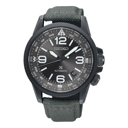 Pre-owned Seiko Prospex Land Srpc29k1 Automatic Men Watch Hardlex Grey Nylon Strap Compass