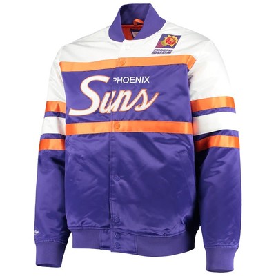 Мужская атласная куртка Mitchell & Ness фиолетового цвета NBA Phoenix Suns в супертяжелом весе