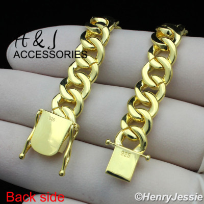 Pre-owned H&j Jewelry 18"men 925 Sterling Silver 8mm Gold Plated Icy Cz Miami Cuban Curb Necklacegn11 In White/colorless