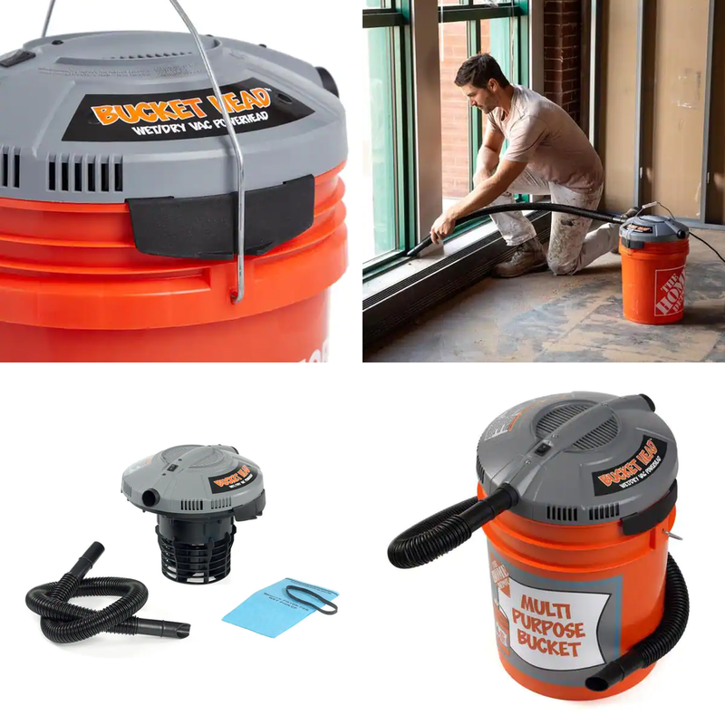 5 Gal. Bucket Head Wet Dry Vac - Portable Pro Industrial Vacuum Cleaner 1.75 HP