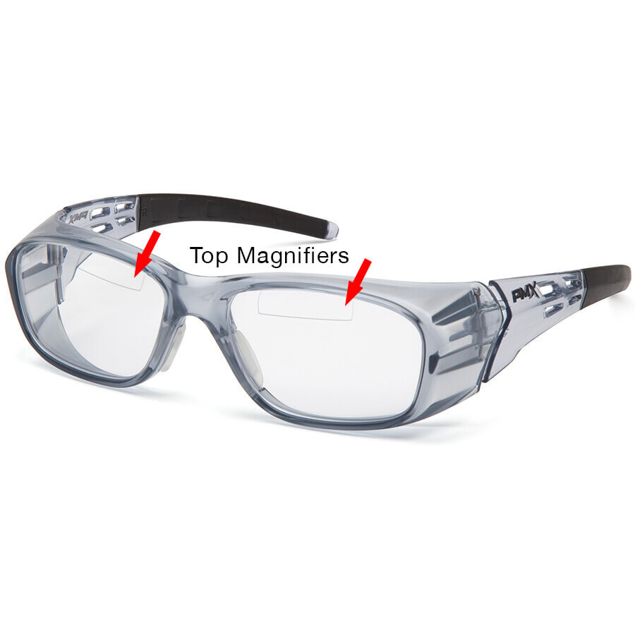 Gray Frame Clear Lens Top Bifocal