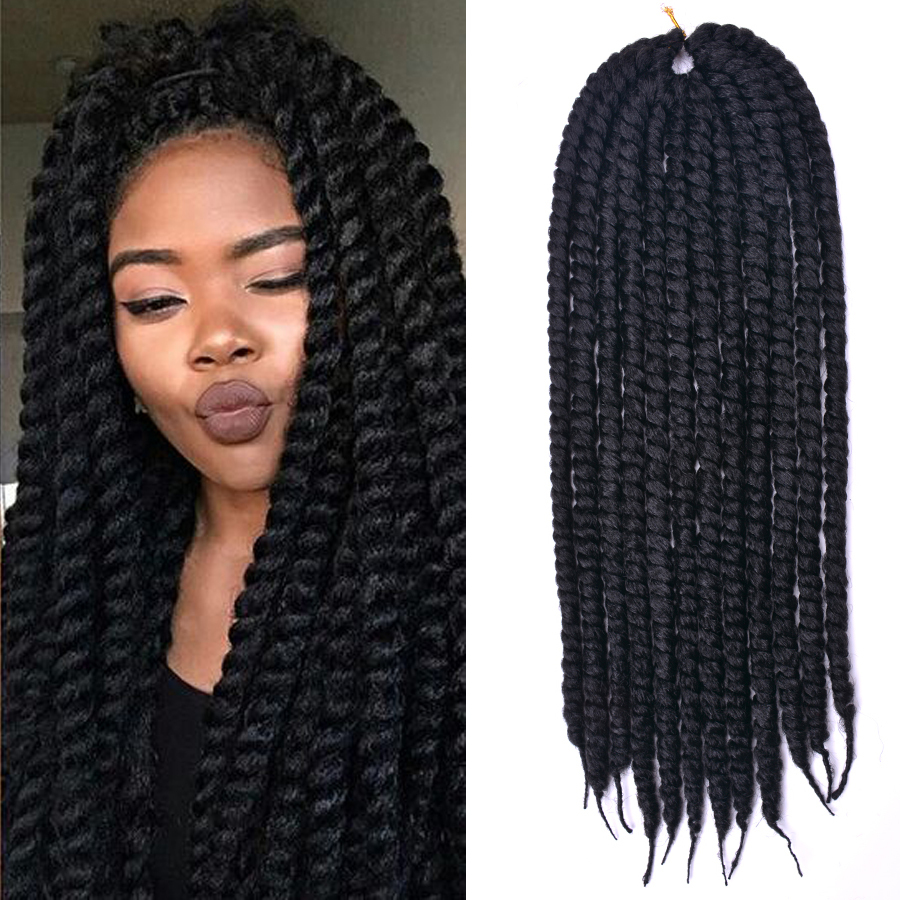 24 Inch Black Havana Mambo Twist Braiding Hair Crochet Braids Hair