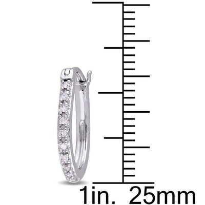 Pre-owned Amour 1/10 Ct Tw Diamond Hoop Earrings In 10k White Gold Jms005781