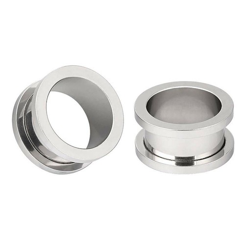 Ear Gauges Stainless Steel Ear Plugs Hollow Centered Flesh Tunnels Eyelets 2PCS