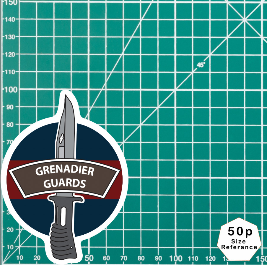 Grenadier Guards Vinyl Decal, TRF Colours & Bayonet Design - 10cm - Picture 4 of 5