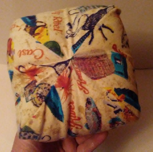 Neck Pillow, Handmade, Dog Bone, WASHABLE - Light Yellow Fishing