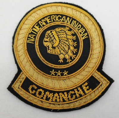 Native American Indian Comanche Bullion Patch Black & Gold    AL