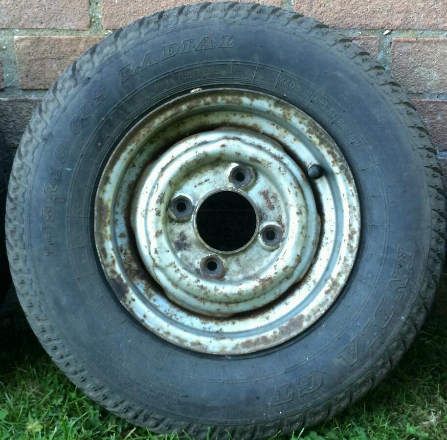 Mini 10 inch wheels and tyres Austin Morris classic trailer in