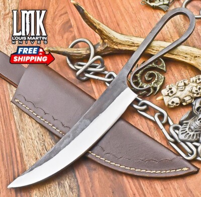 Hand Forged Rail Road Knife AUS-8 Steel Carbon Engraving Hunting Best Selling