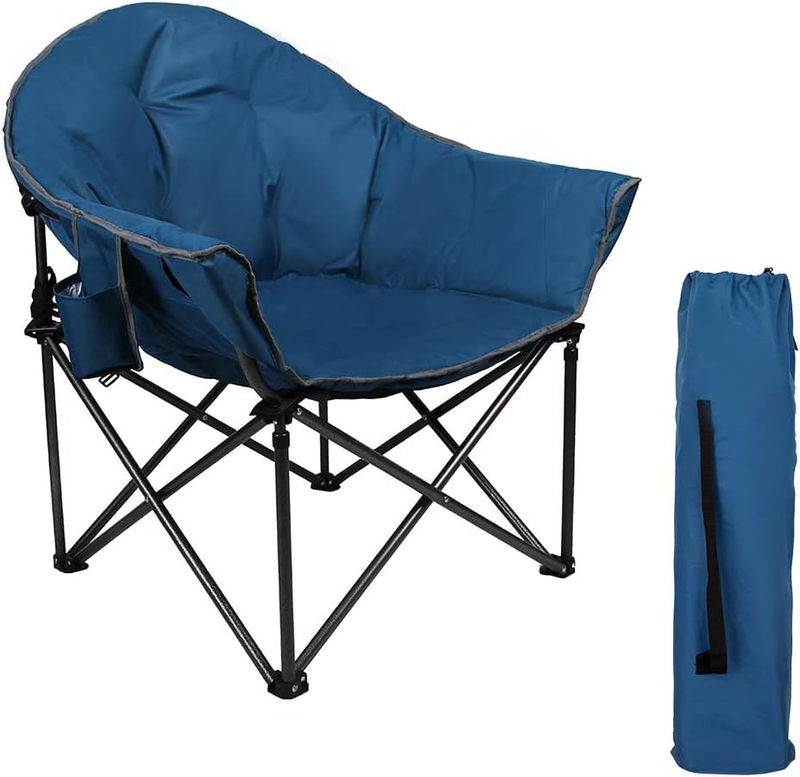 Padded Oversized Folding Camping Chair, Portable Moon Saucer Chair, round Outdoo