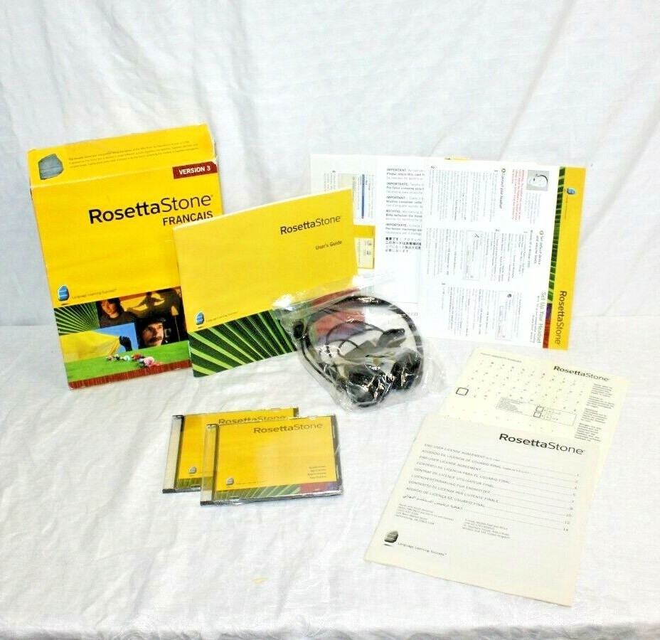 NIB Rosetta Stone French Version 3 Level 1 With Headphones Retail $209.00