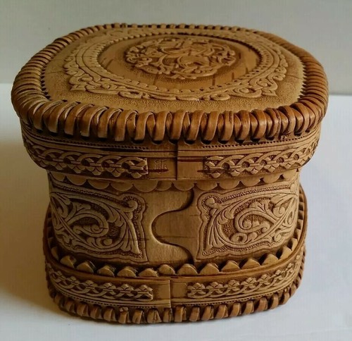 Handcrafted Griffon Mythical Creature Russian Birch Bark Jewelry and Trinket Box