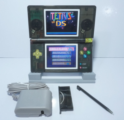 Nintendo DS Lite Transparent Clear Black Handheld System with Charger Stylus