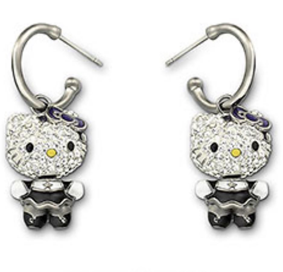 Swarovski Hello Kitty Gothic Earrings 3D Moving Head Cat
