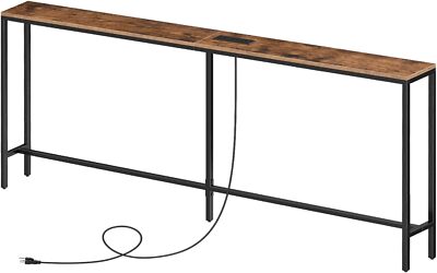 Skinny Console Table with Power Outlets, 70.9'' Narrow Sofa Table, Behind Couch
