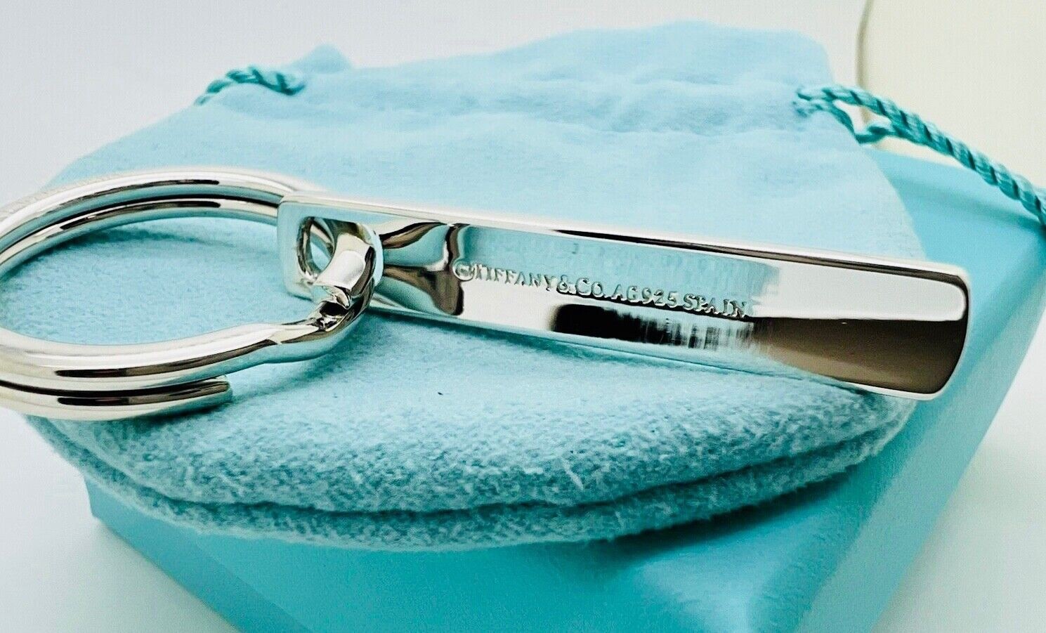Tiffany & Co. Sterling Silver 1837 Bar Charm Keychain Key