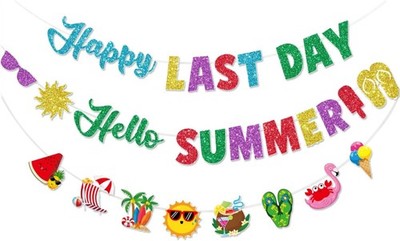 Happy Last Day Hello Summer Banner End of School Year Party Decorations Last Da
