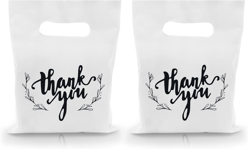 100PCS Small Thank You Merchandise Bags Plastic Goodie Bags Party Favor Bags for