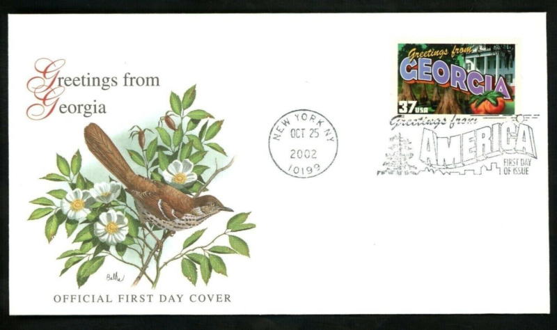 Greetings From Georgia 2002 Fleetwood State Bird   Cachet Fdc   Unaddr