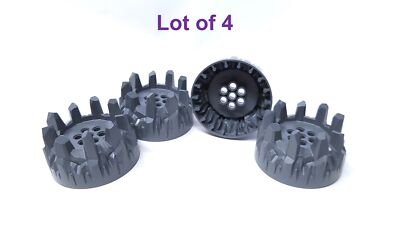 Lego Wheel Hard Plastic with Large Cleats and Flanges Dark Bluish Gray Lot of 4