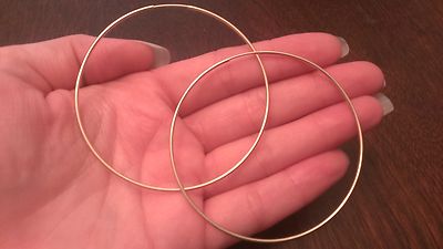 Pre-owned Wishing For Claudia 2.5" Large 10k Yellow Gold Round Endless Hoop Earrings Polished Hoops (1x65mm)