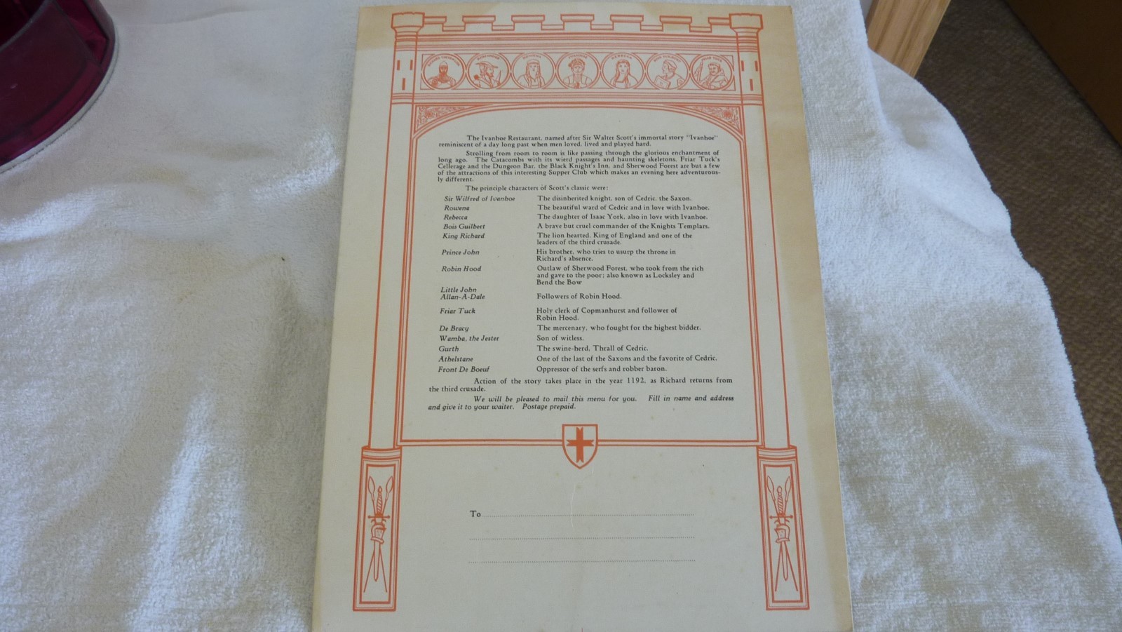 Vintage Ivanhoe Restaurant Menu from Chicago, Illinois