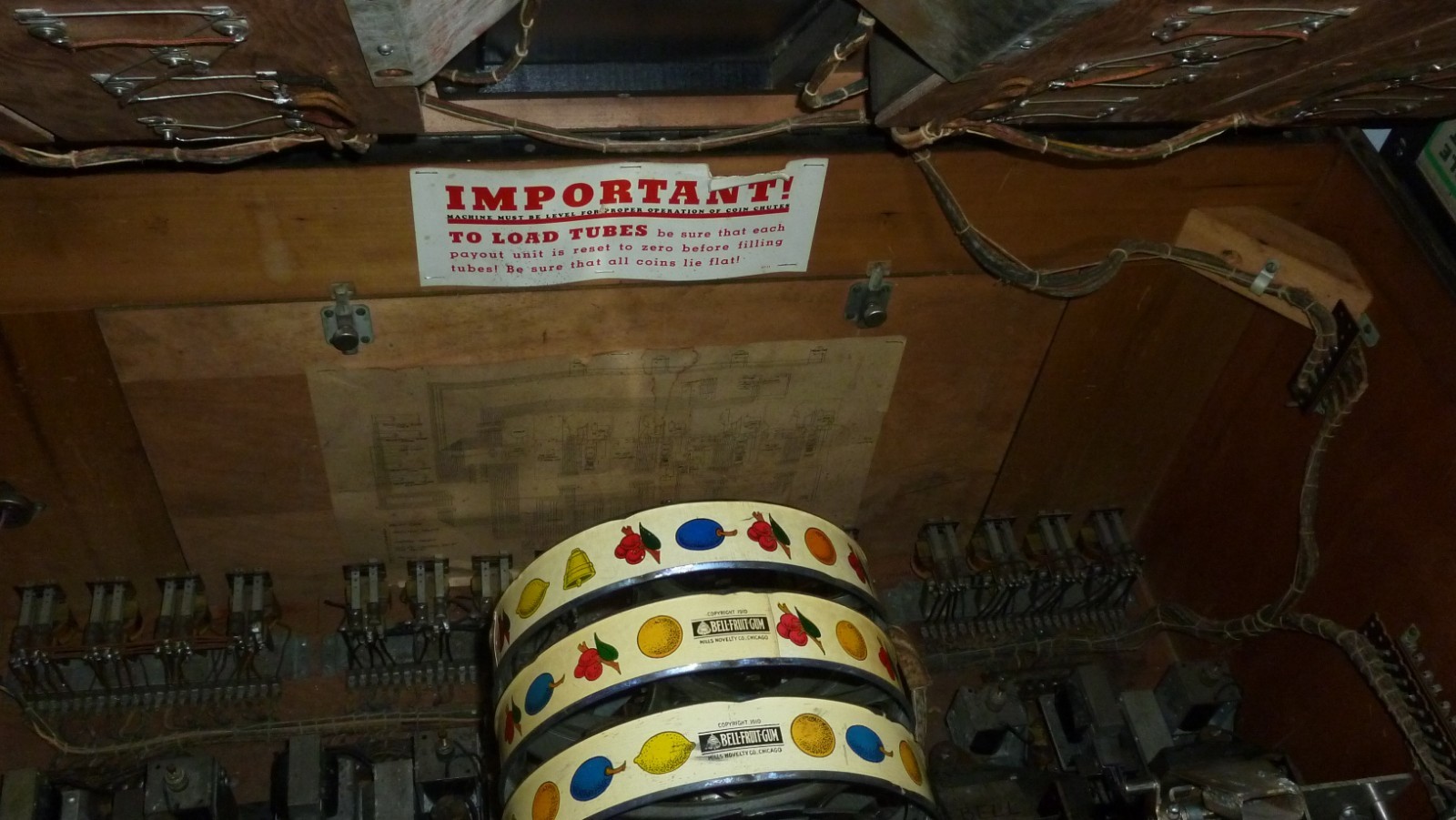 Mills Four Bell Console Slot Machine Circa 1940's Complete Lights Up ALL Nickels