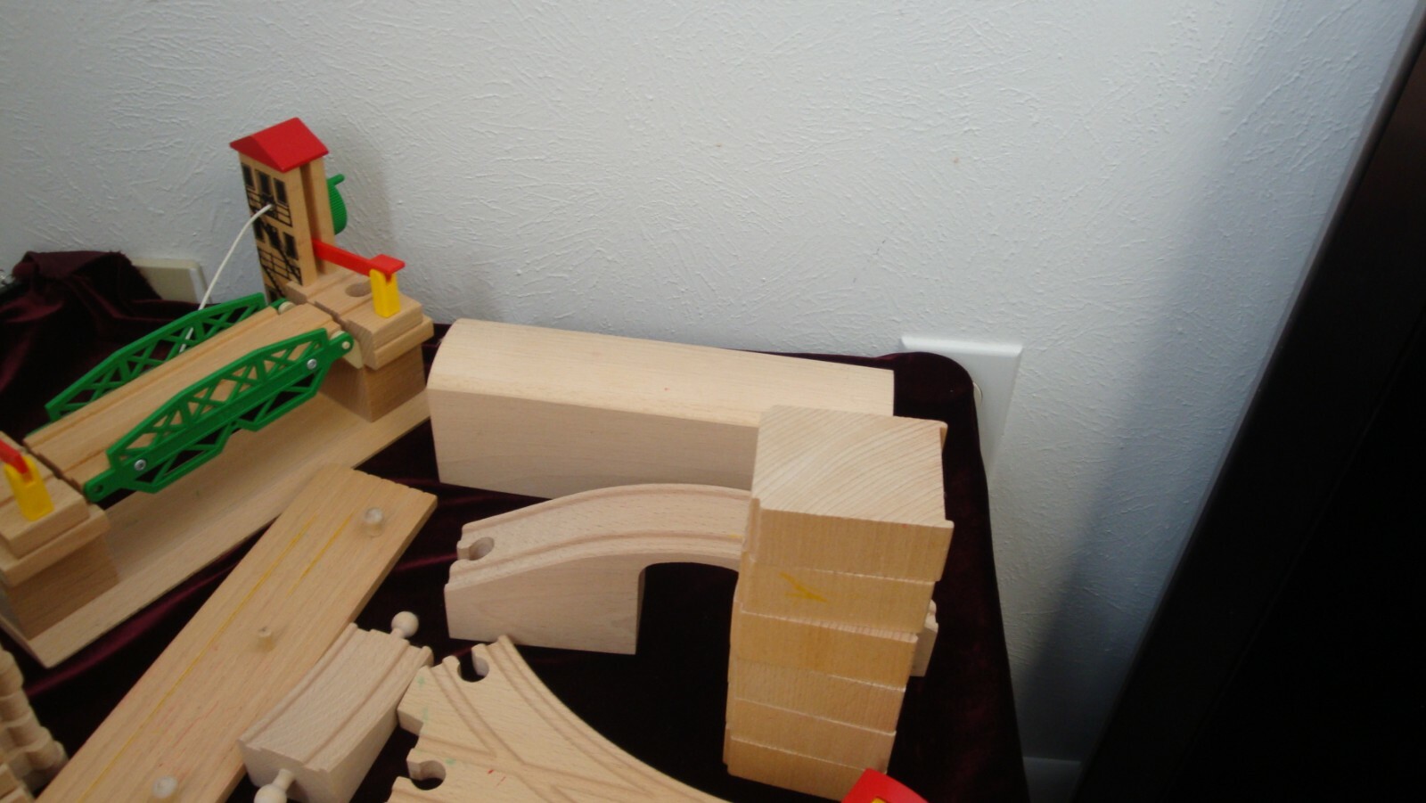 Vintage Brio Wooden Train Draw Bridge Track Crane Track  59 pieces