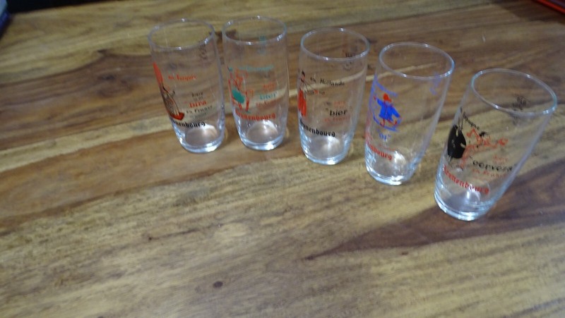 Kronenbourg Lot 5 Verre Biere Annees 60-70 Bier Cerveza Ol Bira Beer No Pelican