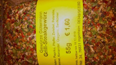 Grill Steak Gewürzmischung 55g -OHNE ZUSATZSTOFFE- Gewürze Gütermann