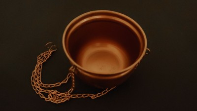 Hanging Pot Resin Incense Burner / Swinging Smoke Burner / Ash Catcher ~ India