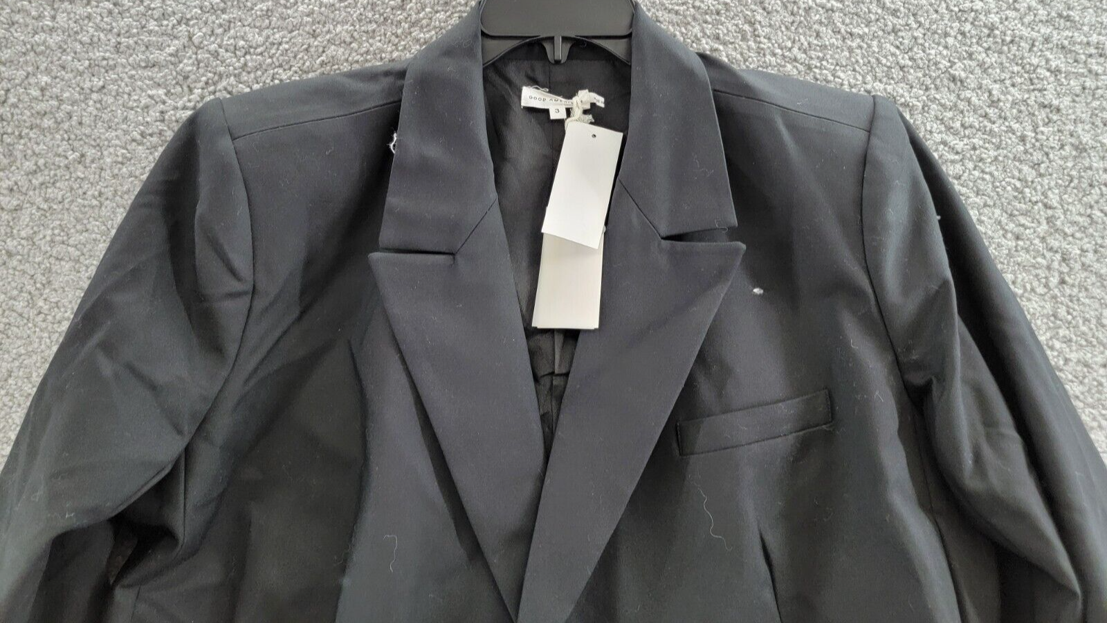 Good American The Boss 2.0 Double Breasted Blazer Women's 3 Black Long Sleeve - Picture 3 of 19