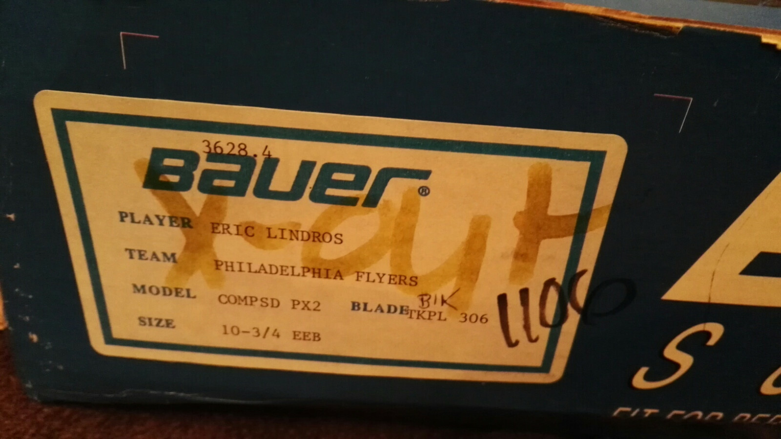 ERIC LINDROS PRO RETURN BAUER SUPREME COMPOSITE SZ 10 3/4 PRO STOCK NHL SKATES