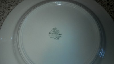 4 Shenango Tan and Red Roses Snack Plates VGUC